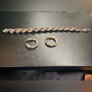 Vintage 925 Twisted Bracelet & Earring Set